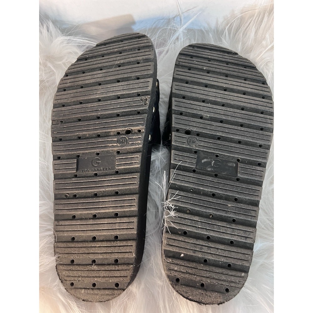 Black Quilted GBG Los Angeles Platform Slides Sandals Sz 7M Summer Vacation - Picture 4 of 7